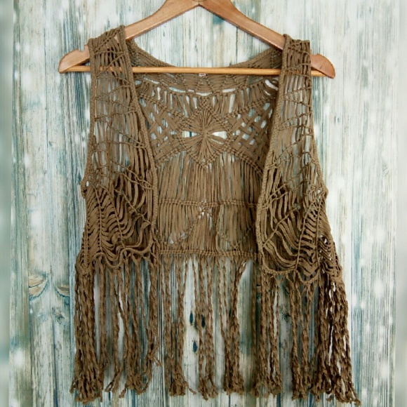 Jackets & Blazers - Festival crochet fringe vest